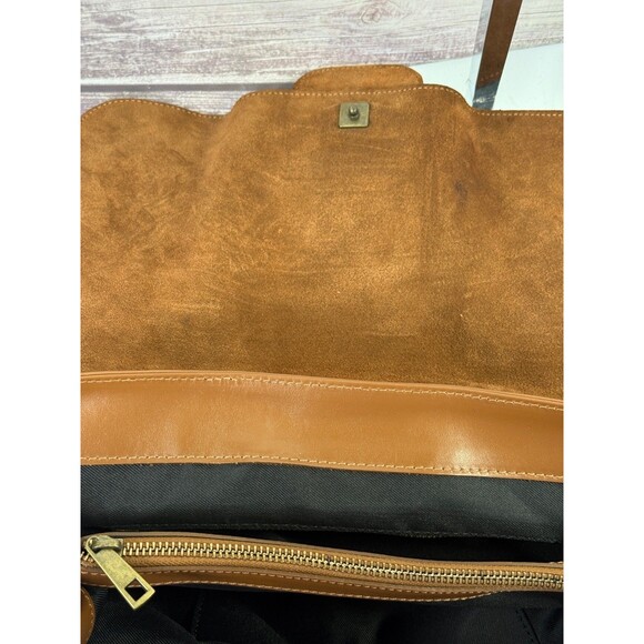 Valentina Fiore Large Tan/Brown Italian 100% Leather Saddle Handbag Purse - Picture 14 of 16